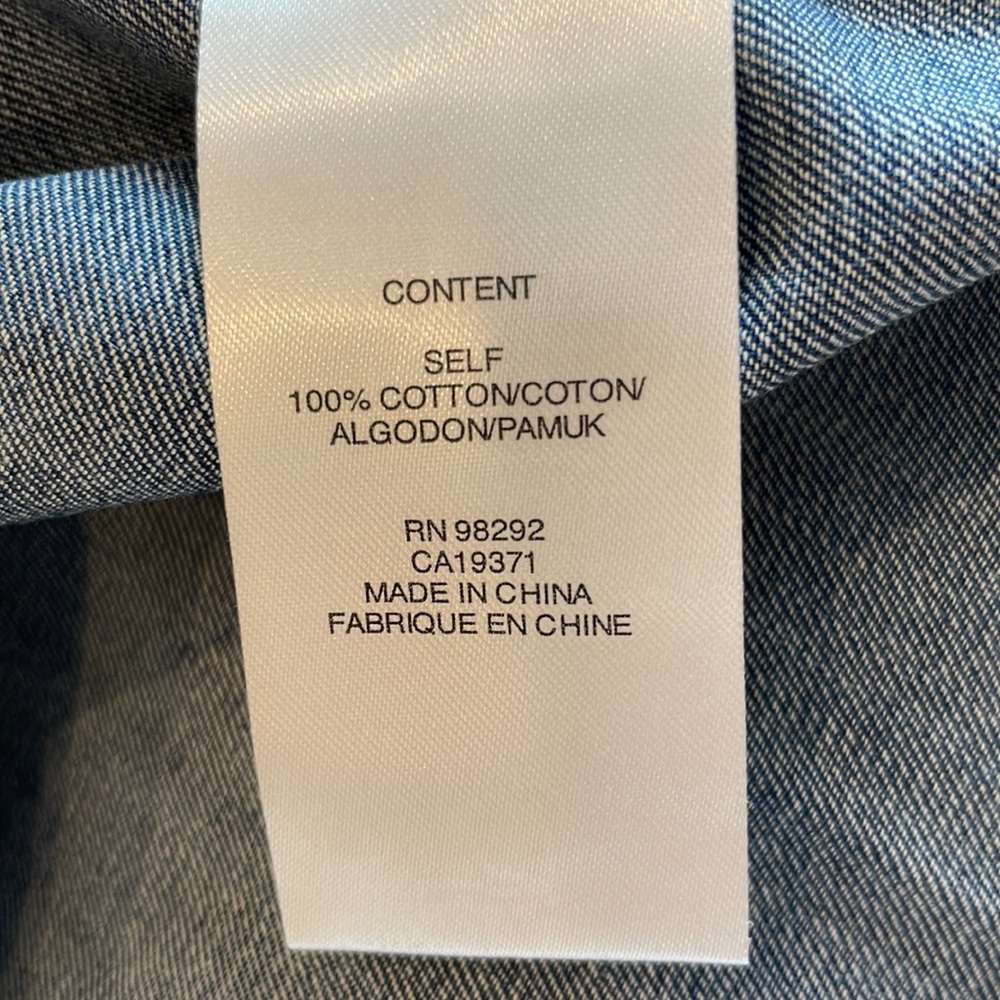 2022 summer Tibi Summer Denim Pleat Sleeve Top - Picture 4 of 4